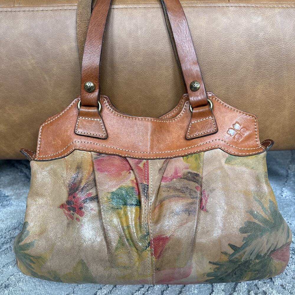 Patricia Nash "POPPY" Hand Painted Leather Floral Tote Bag Italy
